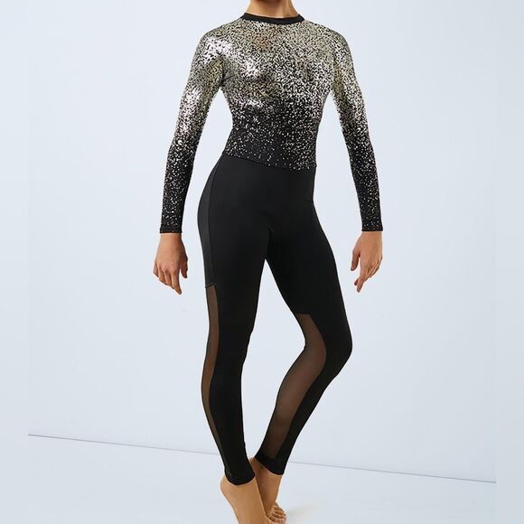 WEISSMAN Dance Costume black silver unitard jumpsuit Toccata 11427 IC 7/8 - Picture 1 of 11